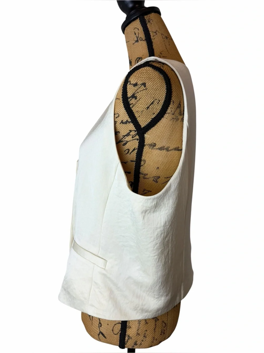 Madewell Ivory Satin Vest Size 14 Sleeveless Tailored Minimalist Quiet Luxury - Picture 4 of 5